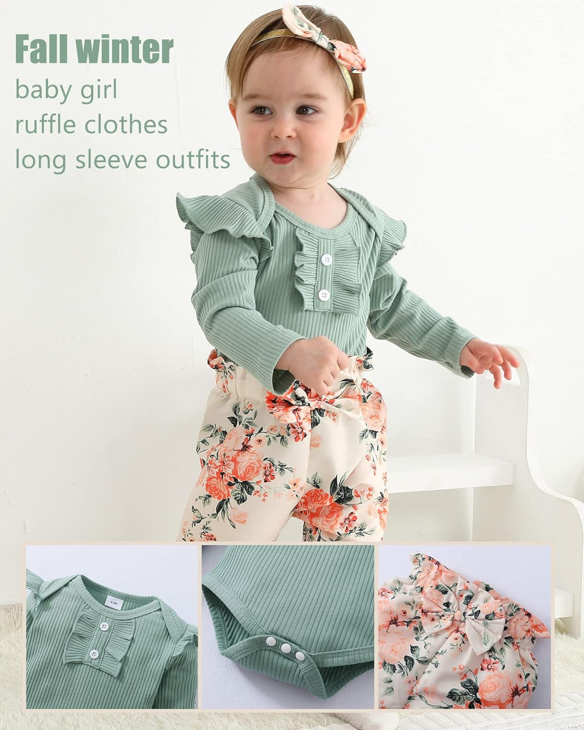 Newborn Infant Baby Girl Clothes Romper Pants Set Cotton Floral Outfits Baby Clothes for Girls