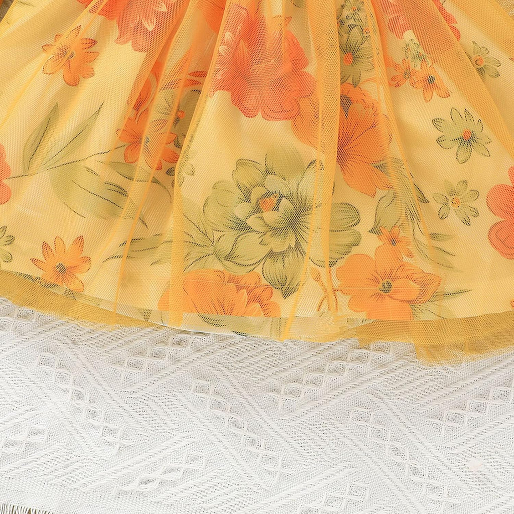Baby Girl Dresses Ruffle Long Sleeve Bow Tops Splicing Floral Princess Tutu Skirts Toddler Girls Clothes Cute Fall Outfits R1