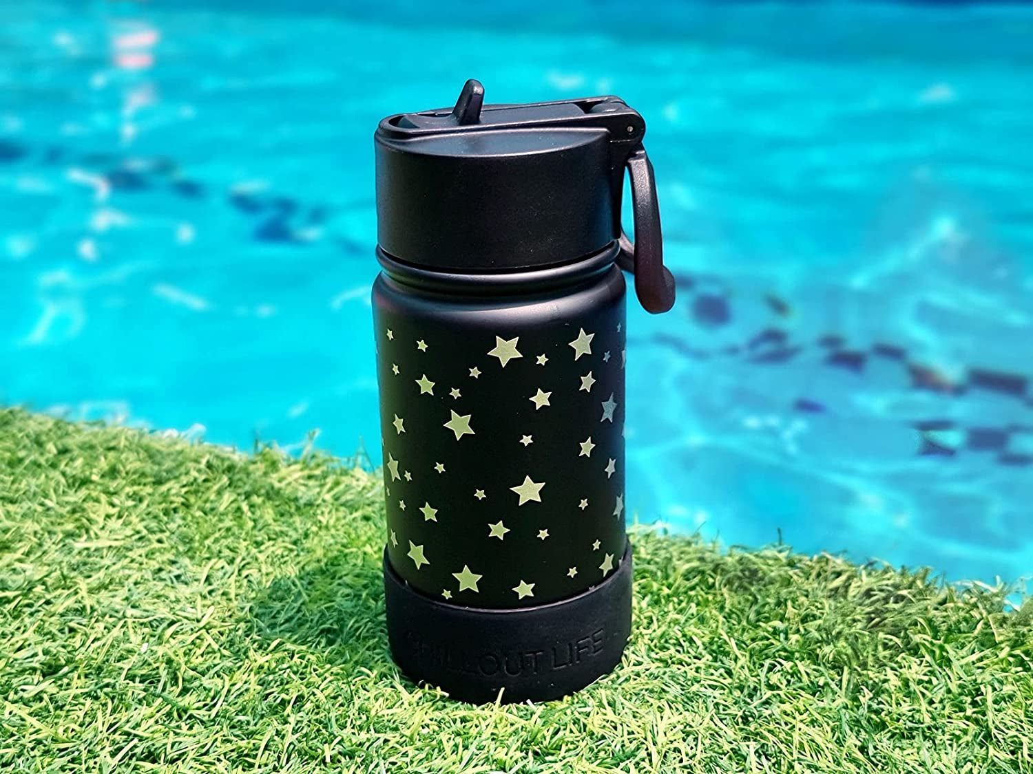 12 Oz Kids Insulated Water Bottle for School with Straw Lid Leakproof and Cute Waterproof Stickers, Personalized Stainless Steel Thermos Flask Metal Water Bottle for Girls & Boys