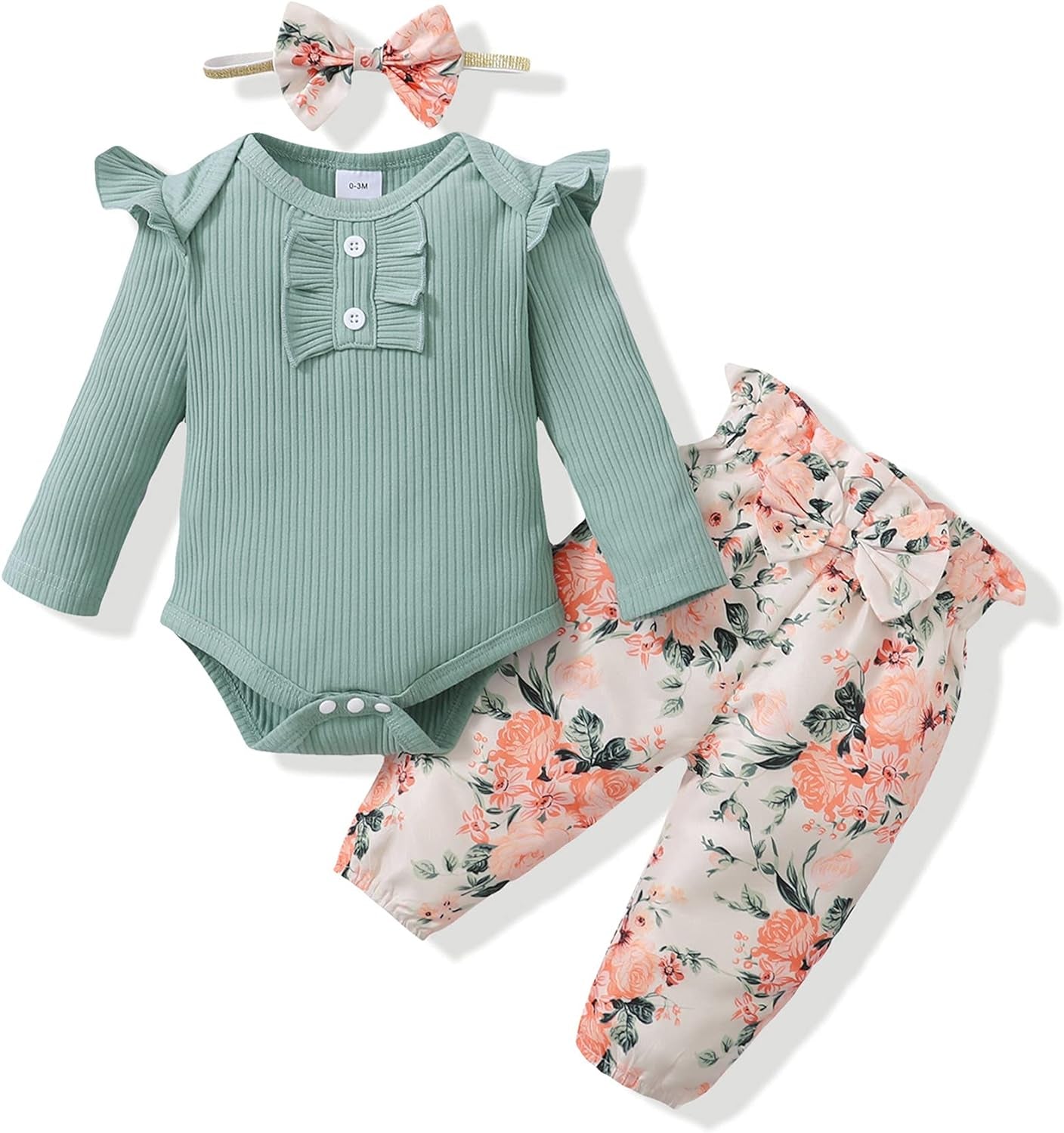 Newborn Infant Baby Girl Clothes Romper Pants Set Cotton Floral Outfits Baby Clothes for Girls