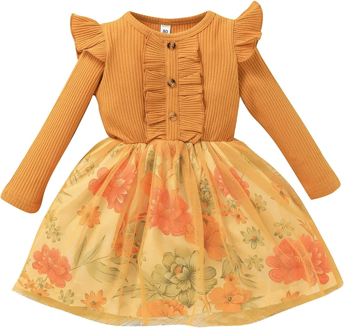 Baby Girl Dresses Ruffle Long Sleeve Bow Tops Splicing Floral Princess Tutu Skirts Toddler Girls Clothes Cute Fall Outfits R1