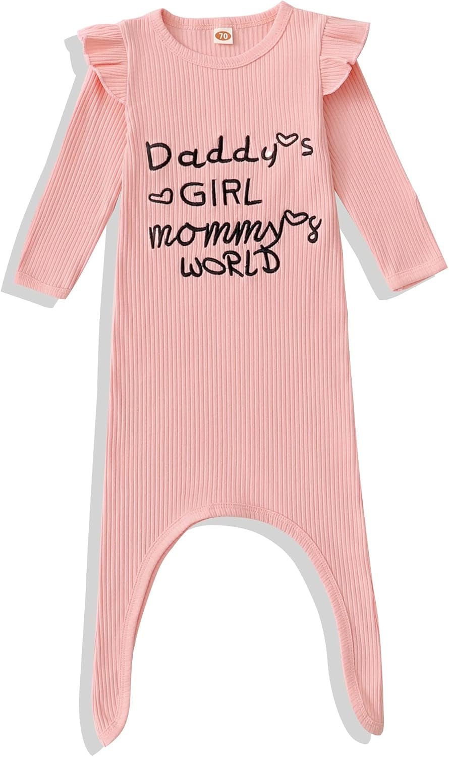 Knotted Gown Baby Newborn Cotton Nightgown Long Sleeve Stripe Baby Sleeper Hospital Gown Baby Boy Coming Home Outfits